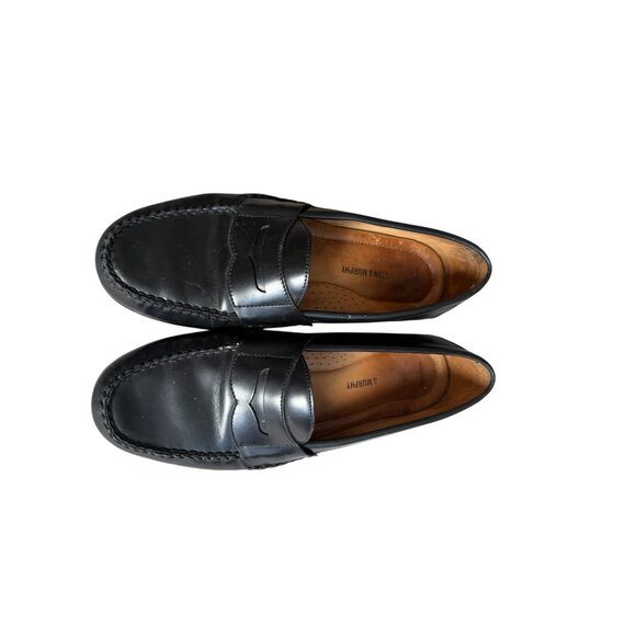JOHNSTON & MURPHY Black Leather Oxford Slip On Dress Loafers Size 11 - Picture 7 of 8